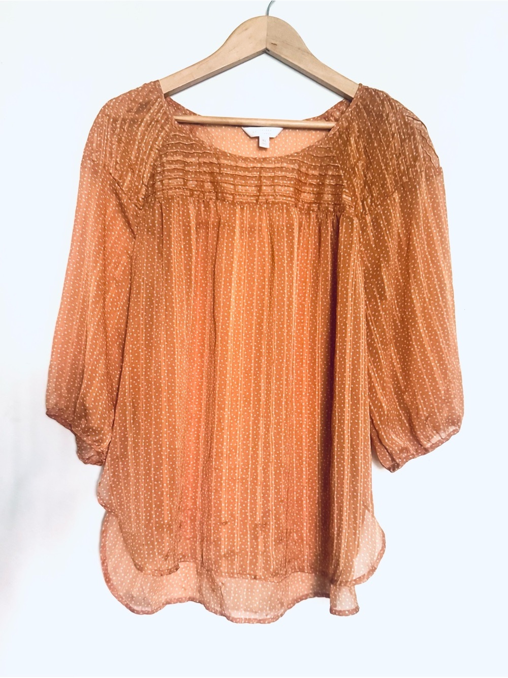 LC Lauren Conrad Sheer Polka Dot Peasant Blouse Sz XL